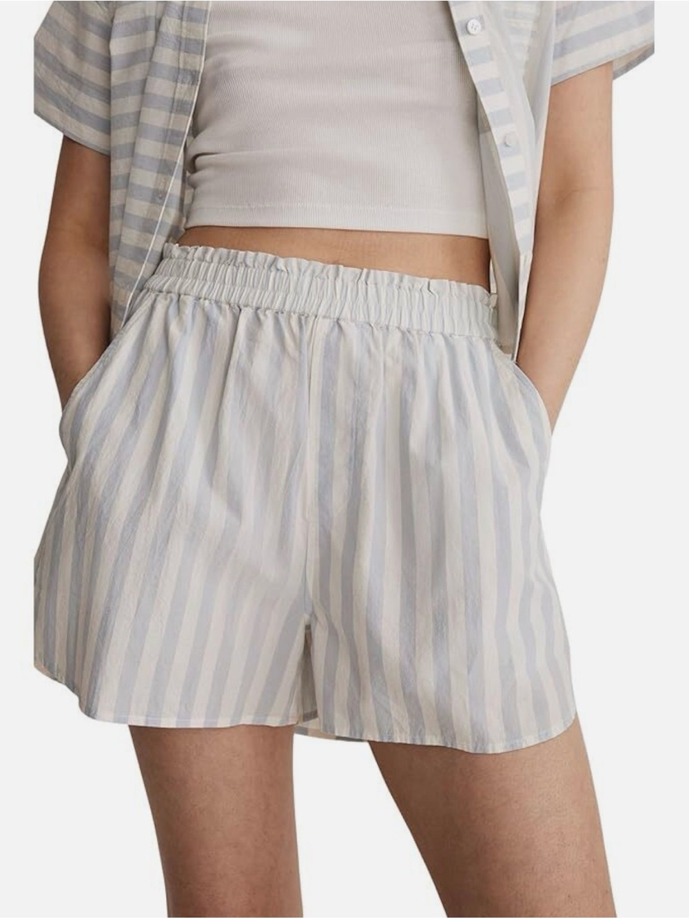 Madewell Pull-On Shorts in Striped Signature Poplin